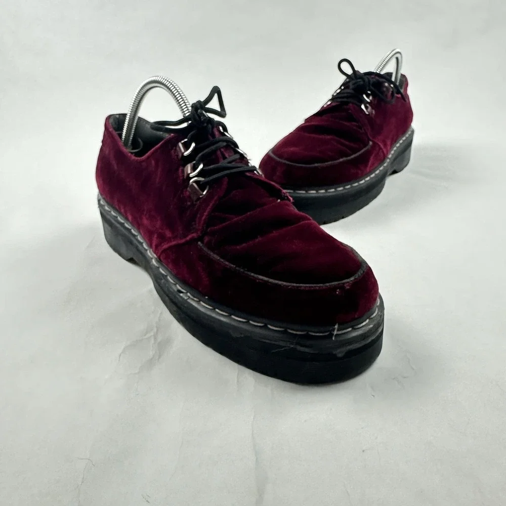 Dr Martens Aggy Creeper 1461 Red‎ Velvet Chunky Platform Boots Agyness Deyn 10